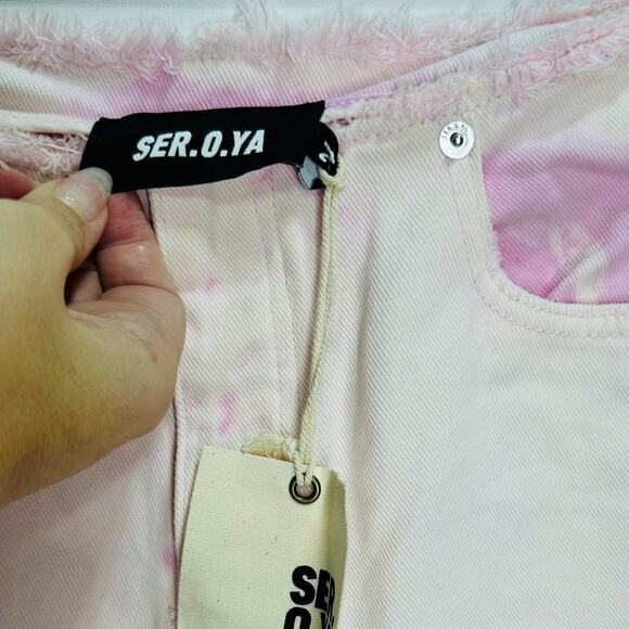 SER.O.YA Sia Distressed Slit Leg Jeans | Bleach Pink | Size 24 | NWT - Picture 8 of 9